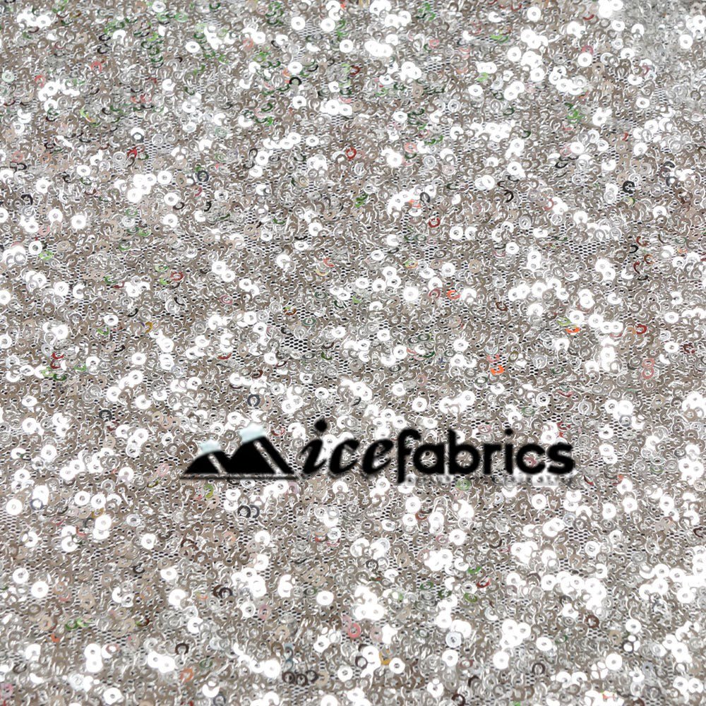 All Over Silver Mesh Glitz Mini Sequins FabricICE FABRICSICE FABRICSPer YardAll Over Silver Mesh Glitz Mini Sequins Fabric ICE FABRICS