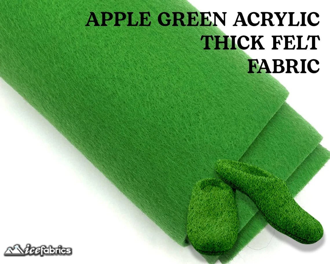 Apple Green Acrylic Wholesale Felt Fabric 1.6mm ThickICE FABRICSICE FABRICSBy The Roll (72" Wide)Apple Green Acrylic Wholesale Felt Fabric (20 Yards Bolt ) 1.6mm Thick ICE FABRICS