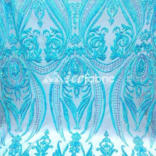 Aqua, Turquoise Geometric Sequin Fabric _ Embroidered 4 Way Stretch MeshICE FABRICSICE FABRICSBy The Yard (58" Wide)Aqua, Turquoise Geometric Sequin Fabric _ Embroidered 4 Way Stretch Mesh ICE FABRICS