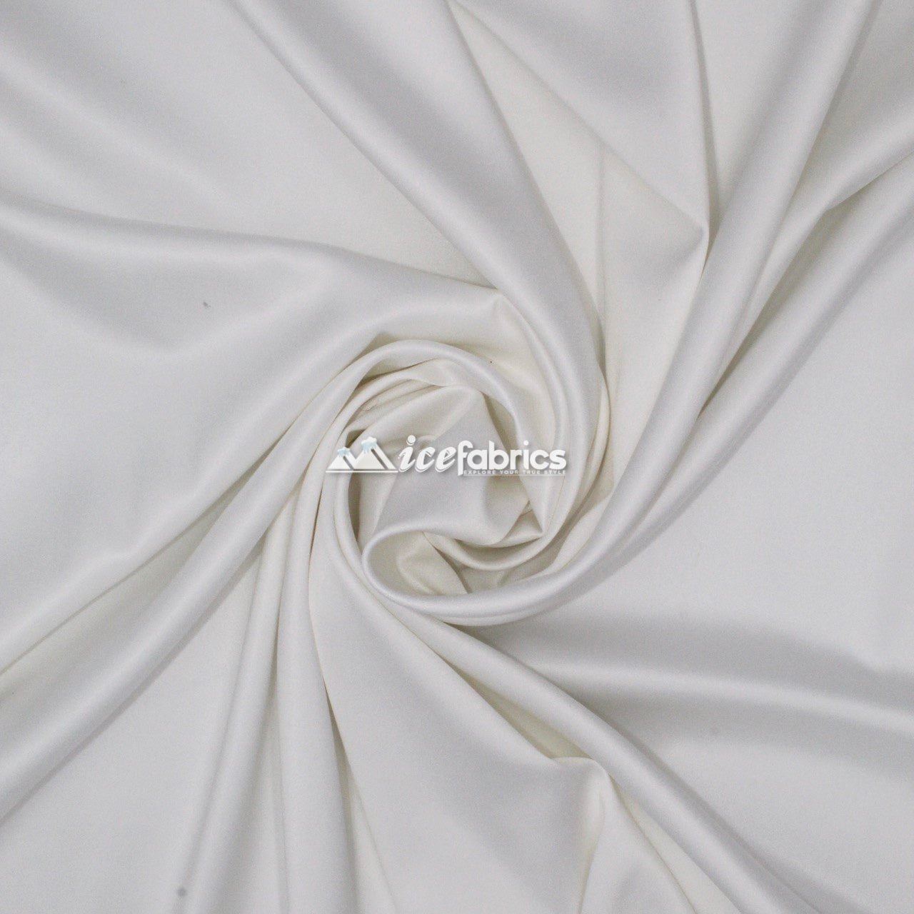 Armani Thick Solid Color Silky Stretch Satin Fabric Sold By The YardSatin FabricICE FABRICSICE FABRICSIvoryArmani Thick Solid Color Silky Stretch Satin Fabric Sold By The Yard ICE FABRICS White