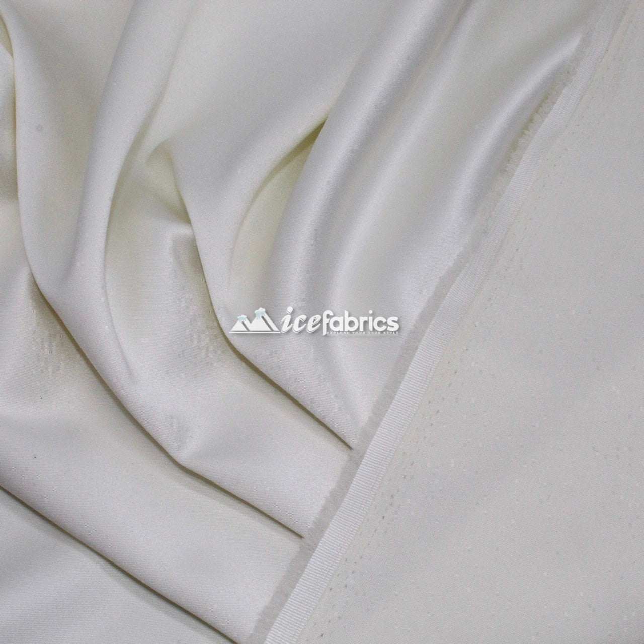 Armani Thick Solid Color Silky Stretch Satin Fabric Sold By The YardSatin FabricICE FABRICSICE FABRICSOff WhiteArmani Thick Solid Color Silky Stretch Satin Fabric Sold By The Yard ICE FABRICS White