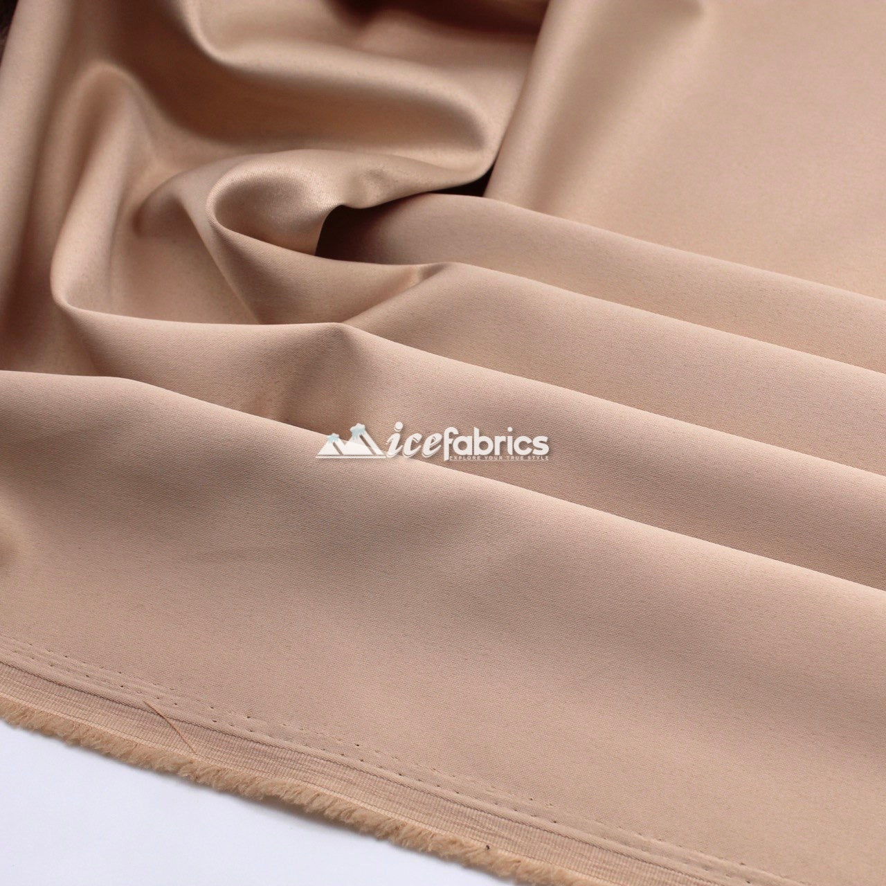 Armani Thick Solid Color Silky Stretch Satin Fabric Sold By The YardSatin FabricICE FABRICSICE FABRICSDusty RoseArmani Thick Solid Color Silky Stretch Satin Fabric Sold By The Yard ICE FABRICS Champagne