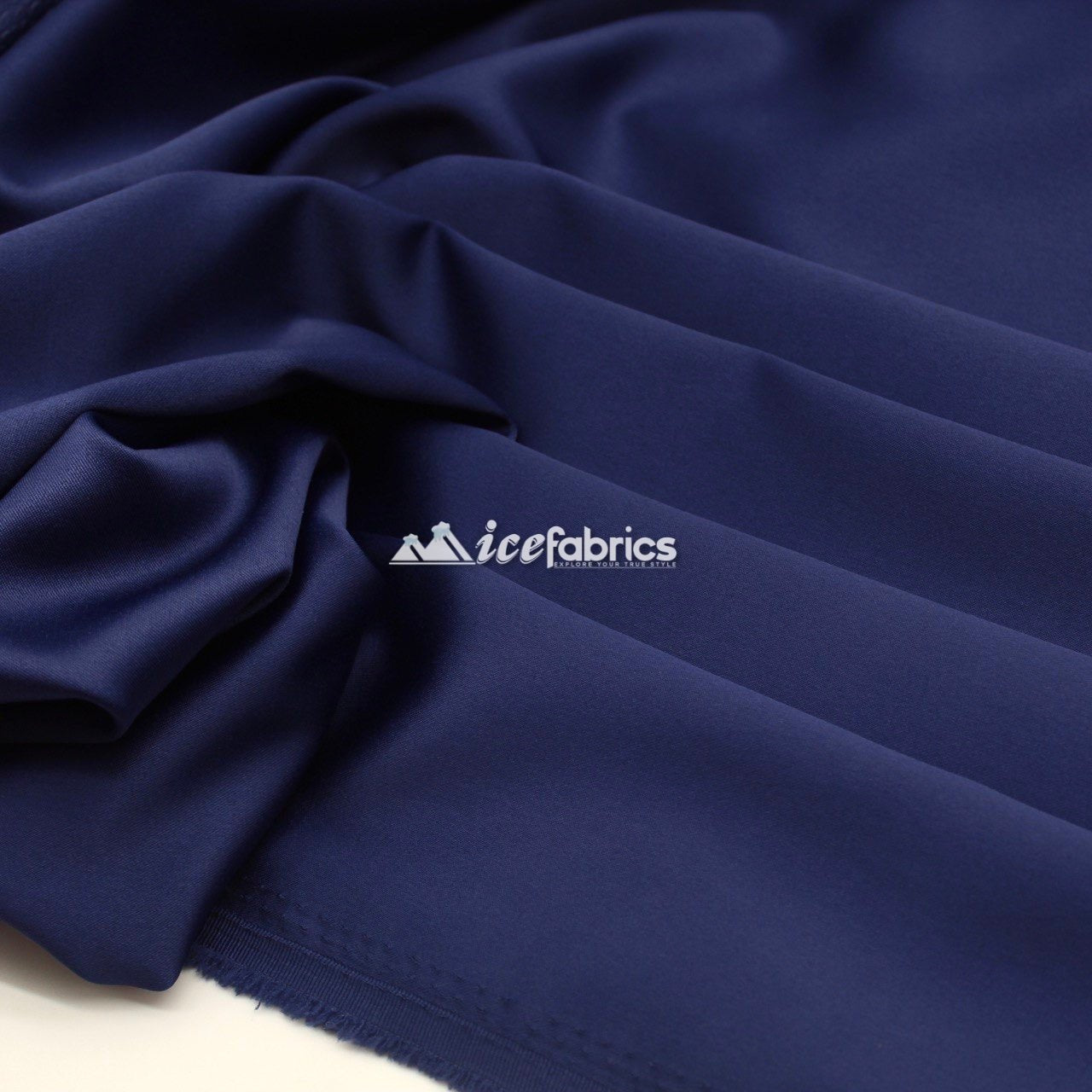 Armani Thick Solid Color Silky Stretch Satin Fabric Sold By The YardSatin FabricICE FABRICSICE FABRICSNavy BlueArmani Thick Solid Color Silky Stretch Satin Fabric Sold By The Yard ICE FABRICS Navy Blue