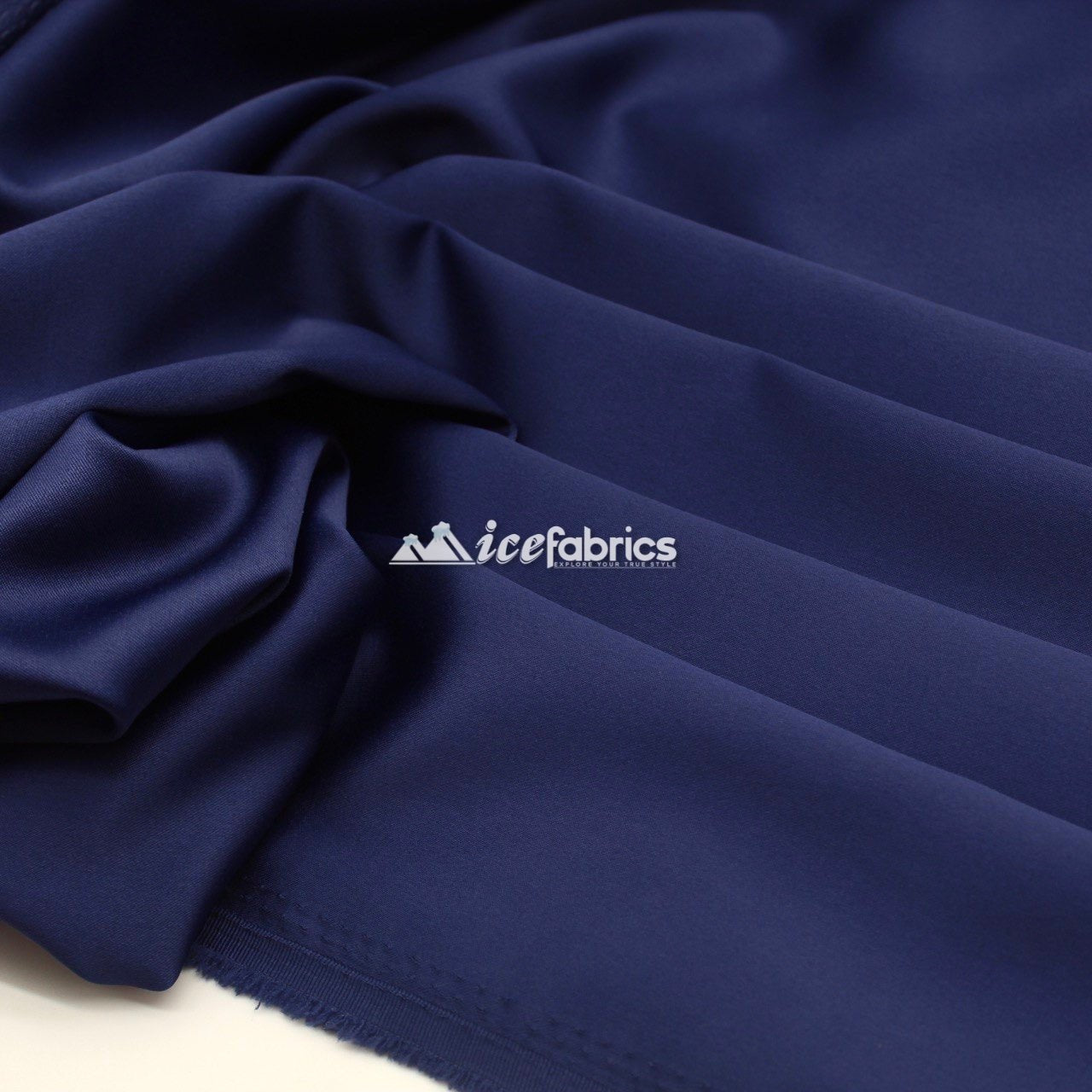 Armani Thick Solid Color Silky Stretch Satin Fabric Sold By The YardSatin FabricICE FABRICSICE FABRICSNavy BlueArmani Thick Solid Color Silky Stretch Satin Fabric Sold By The Yard ICE FABRICS Navy Blue