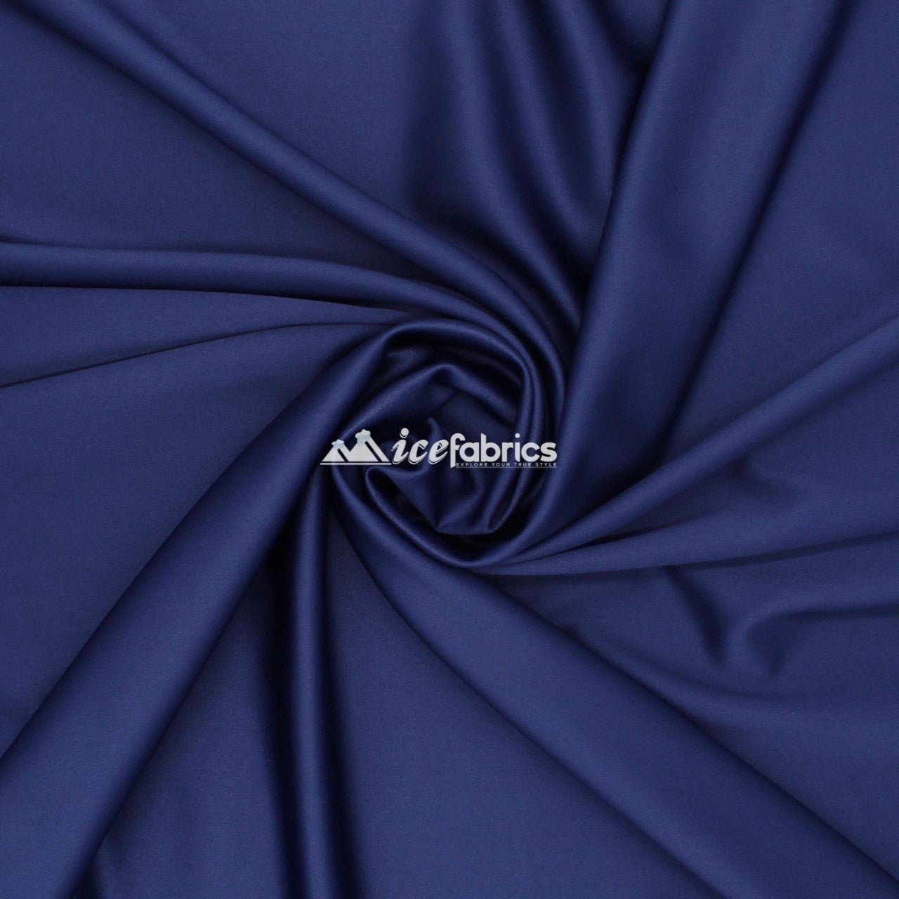 Armani Thick Solid Color Silky Stretch Satin Fabric Sold By The YardSatin FabricICE FABRICSICE FABRICSSilverArmani Thick Solid Color Silky Stretch Satin Fabric Sold By The Yard ICE FABRICS Navy Blue