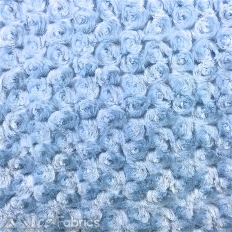 Baby Blue Minky Rose Rosebud Fabric Blanket FabricICE FABRICSICE FABRICSBy The Yard (60" Wide)Baby Blue Minky Rose Rosebud Fabric Blanket Fabric ICE FABRICS