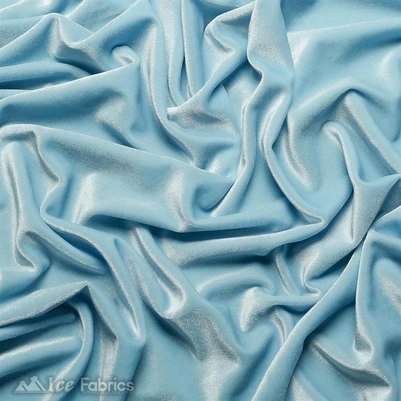 Baby Blue Wholesale Velvet Fabric Stretch | 60" WideICE FABRICSICE FABRICS20 Yards Baby BlueBaby Blue Wholesale Velvet Fabric Stretch | 60" Wide