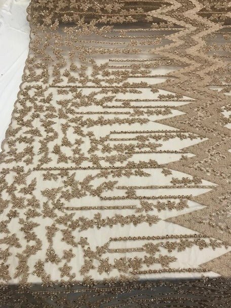 Beaded Embroidered Geometric Handmade Lace Fabric By The YardICE FABRICSICE FABRICSSkin/NudeBeaded Embroidered Geometric Handmade Lace Fabric By The Yard ICE FABRICS Skin/Nude