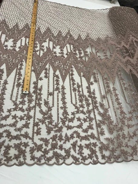 Beaded Embroidered Geometric Handmade Lace Fabric By The YardICE FABRICSICE FABRICSDK RoseBeaded Embroidered Geometric Handmade Lace Fabric By The Yard ICE FABRICS DK Rose
