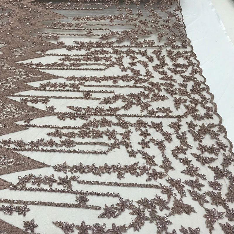 Beaded Embroidered Geometric Handmade Lace Fabric By The YardICE FABRICSICE FABRICSDK RoseBeaded Embroidered Geometric Handmade Lace Fabric By The Yard ICE FABRICS DK Rose
