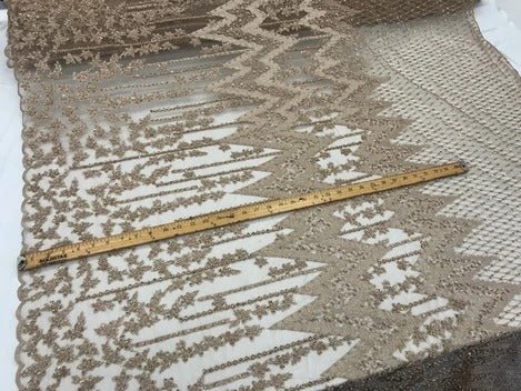 Beaded Embroidered Geometric Handmade Lace Fabric By The YardICE FABRICSICE FABRICSSkin/NudeBeaded Embroidered Geometric Handmade Lace Fabric By The Yard ICE FABRICS Skin/Nude