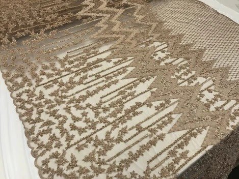 Beaded Embroidered Geometric Handmade Lace Fabric By The YardICE FABRICSICE FABRICSSkin/NudeBeaded Embroidered Geometric Handmade Lace Fabric By The Yard ICE FABRICS Skin/Nude