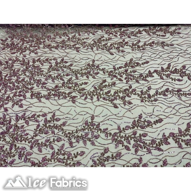 Beautiful Embroidery Floral Lace Sequin Beaded FabricICE FABRICSICE FABRICSDark LavenderBy The Yard (58 inches Wide)Beautiful Embroidery Floral Lace Sequin Beaded Fabric ICE FABRICS Dark Lavender