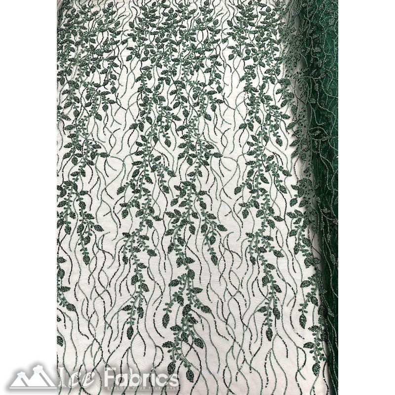 Beautiful Embroidery Floral Lace Sequin Beaded FabricICE FABRICSICE FABRICSHunter GreenBy The Yard (58 inches Wide)Beautiful Embroidery Floral Lace Sequin Beaded Fabric ICE FABRICS Hunter Green