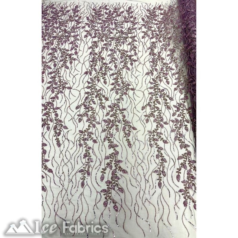 Beautiful Embroidery Floral Lace Sequin Beaded FabricICE FABRICSICE FABRICSDark LavenderBy The Yard (58 inches Wide)Beautiful Embroidery Floral Lace Sequin Beaded Fabric ICE FABRICS Dark Lavender