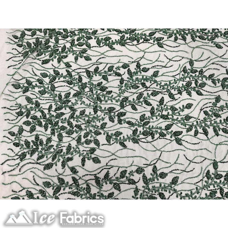 Beautiful Embroidery Floral Lace Sequin Beaded FabricICE FABRICSICE FABRICSHunter GreenBy The Yard (58 inches Wide)Beautiful Embroidery Floral Lace Sequin Beaded Fabric ICE FABRICS Hunter Green