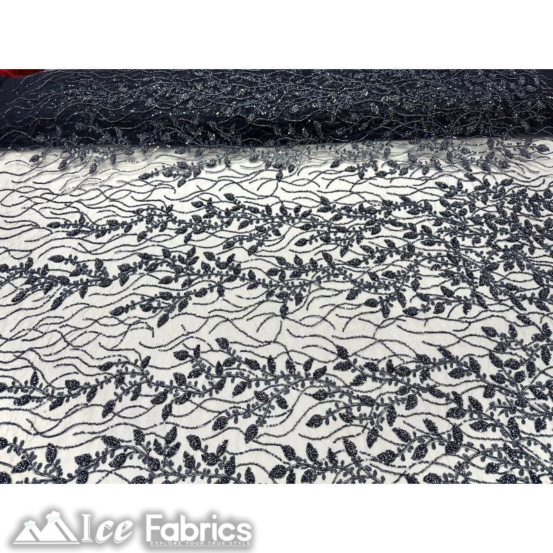 Beautiful Embroidery Floral Lace Sequin Beaded FabricICE FABRICSICE FABRICSNavy BlueBy The Yard (58 inches Wide)Beautiful Embroidery Floral Lace Sequin Beaded Fabric ICE FABRICS Navy Blue