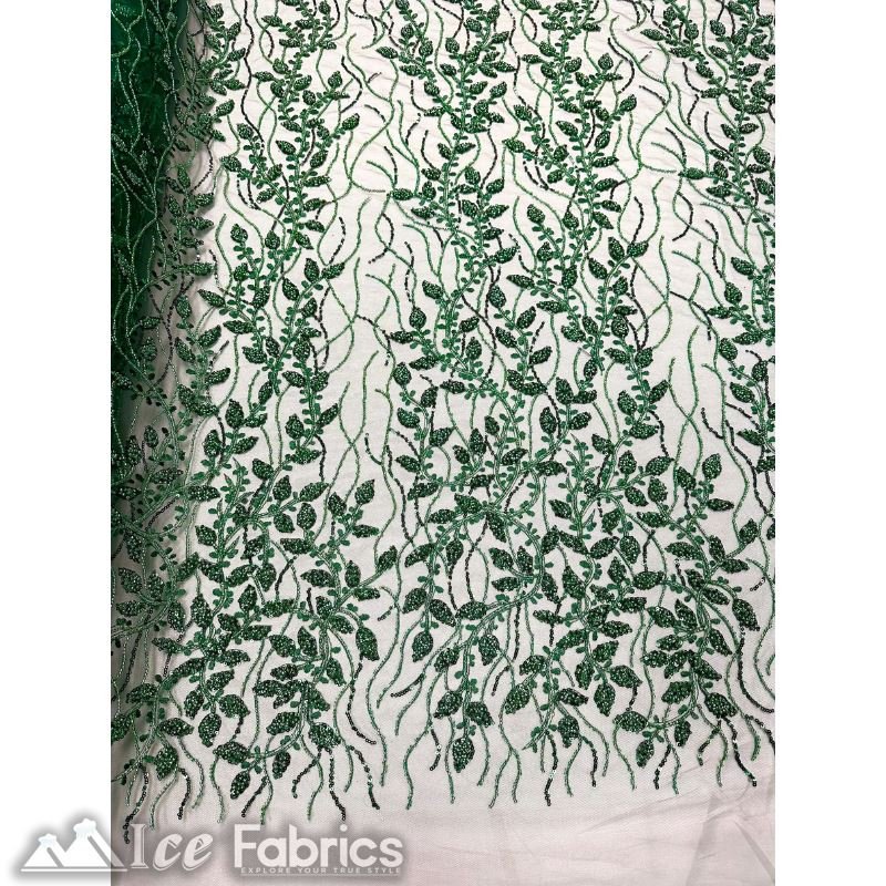Beautiful Embroidery Floral Lace Sequin Beaded FabricICE FABRICSICE FABRICSHunter GreenBy The Yard (58 inches Wide)Beautiful Embroidery Floral Lace Sequin Beaded Fabric ICE FABRICS Hunter Green