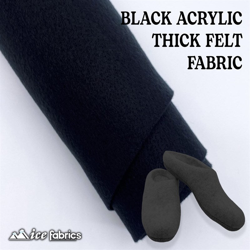 Black Acrylic Felt Fabric / 1.6mm Thick _ 72” WideICE FABRICSICE FABRICSBy The YardBlack Acrylic Felt Fabric / 1.6mm Thick _ 72” Wide ICE FABRICS