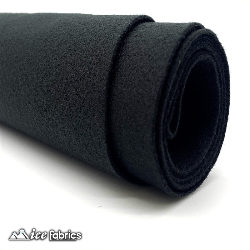 Black Acrylic Wholesale Felt Fabric 1.6mm ThickICE FABRICSICE FABRICSBy The Roll (72" Wide)Black Acrylic Wholesale Felt Fabric (20 Yards Bolt ) 1.6mm Thick ICE FABRICS