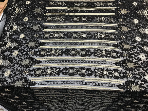 Black Fine Embroidered Sequin 4 Way Stretch Fabric For Wedding Prom Fashion Decorations DressesICE FABRICSICE FABRICSBy The Yard (58" Wide)Black Fine Embroidered Sequin 4 Way Stretch Fabric For Wedding Prom Fashion Decorations Dresses ICE FABRICS