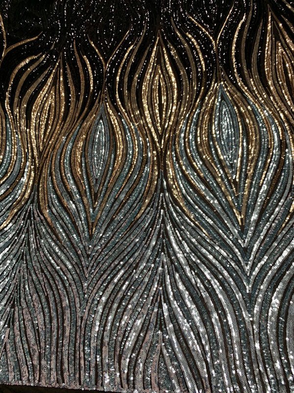 Black/Gold Sparkle Neoprene Scuba Fabric fabric by the yard – Trap