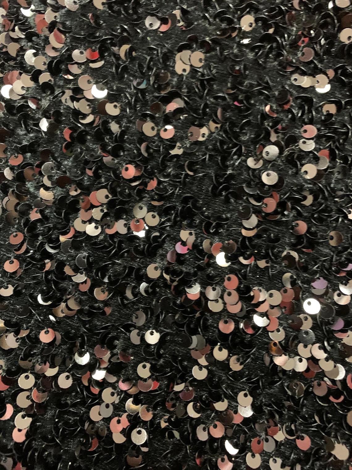 Black Mermaid Stretch Velvet Sequin FabricICE FABRICSICE FABRICSBy The Yard (58" Wide)Black Mermaid Stretch Velvet Sequin Fabric ICE FABRICS