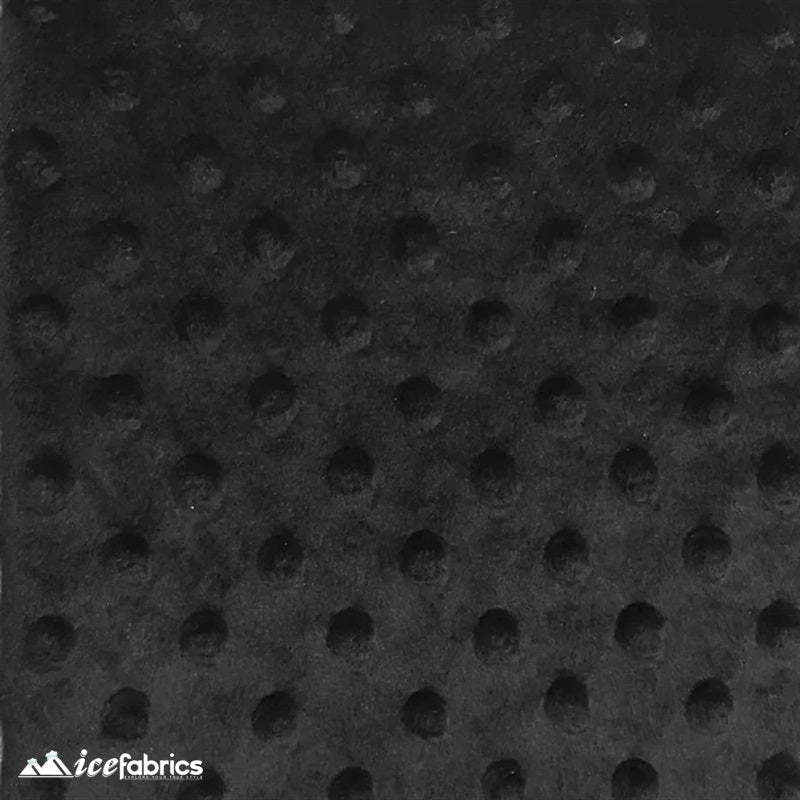 Black Minky Dot FabricMinkyICE FABRICSICE FABRICSBy The Yard (60 inches Wide)BlackBlack Dimple Polka Dot Minky Fabric / Ultra Soft / ICE FABRICS
