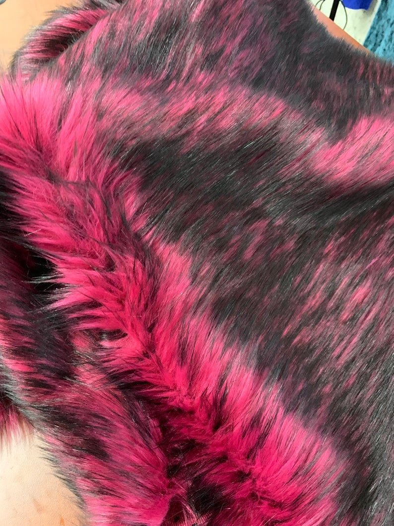 Black / Pink Thick Heavy Fake Animal Fur Shaggy Long Pile 60" Width Faux Fur FabricICEFABRICICE FABRICSBy The Yard (60 inches Wide)Black / Pink Thick Heavy Fake Animal Fur Shaggy Long Pile 60" Width Faux Fur Fabric ICEFABRIC