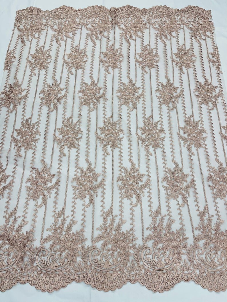 Blush Lace Fabric _ Embroidered Floral Flowers Lace on Mesh FabricICE FABRICSICE FABRICSPer YardBlush Lace Fabric _ Embroidered Floral Flowers Lace on Mesh Fabric ICE FABRICS