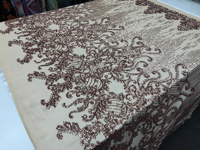 Blush Luxury Design Embroidered 4 Way Stretch Sequin Fabric Sold By The YardICE FABRICSICE FABRICSBy The Yard (58" Wide)Blush Luxury Design Embroidered 4 Way Stretch Sequin Fabric Sold By The Yard ICE FABRICS