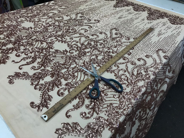 Blush Luxury Design Embroidered 4 Way Stretch Sequin Fabric Sold By The YardICE FABRICSICE FABRICSBy The Yard (58" Wide)Blush Luxury Design Embroidered 4 Way Stretch Sequin Fabric Sold By The Yard ICE FABRICS