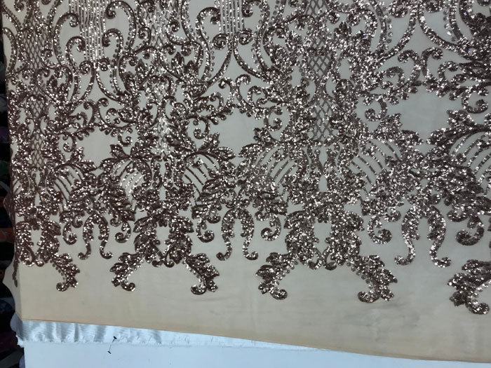 Blush Luxury Design Embroidered 4 Way Stretch Sequin Fabric Sold By The YardICE FABRICSICE FABRICSBy The Yard (58" Wide)Blush Luxury Design Embroidered 4 Way Stretch Sequin Fabric Sold By The Yard ICE FABRICS