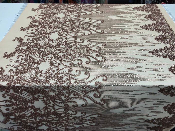 Blush Luxury Design Embroidered 4 Way Stretch Sequin Fabric Sold By The YardICE FABRICSICE FABRICSBy The Yard (58" Wide)Blush Luxury Design Embroidered 4 Way Stretch Sequin Fabric Sold By The Yard ICE FABRICS