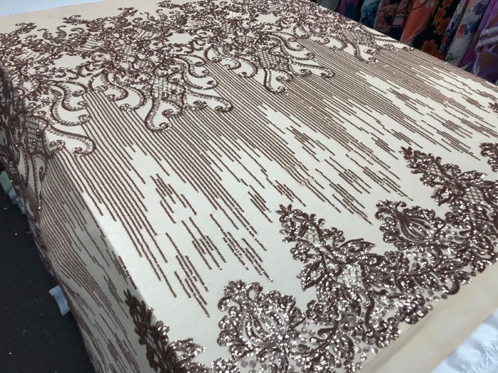 Blush Luxury Design Embroidered 4 Way Stretch Sequin Fabric Sold By The YardICE FABRICSICE FABRICSBy The Yard (58" Wide)Blush Luxury Design Embroidered 4 Way Stretch Sequin Fabric Sold By The Yard ICE FABRICS