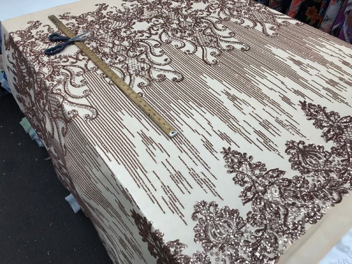 Blush Luxury Design Embroidered 4 Way Stretch Sequin Fabric Sold By The YardICE FABRICSICE FABRICSBy The Yard (58" Wide)Blush Luxury Design Embroidered 4 Way Stretch Sequin Fabric Sold By The Yard ICE FABRICS