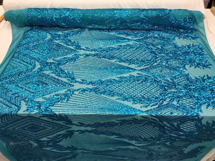 Bridal Fashion 4 Way Stretch Sequin Fabric Sold By The Yard For Wedding DressesICE FABRICSICE FABRICSTurquoiseBy The Yard (58" Wide)Bridal Fashion 4 Way Stretch Sequin Fabric Sold By The Yard For Wedding Dresses ICE FABRICS Turquoise