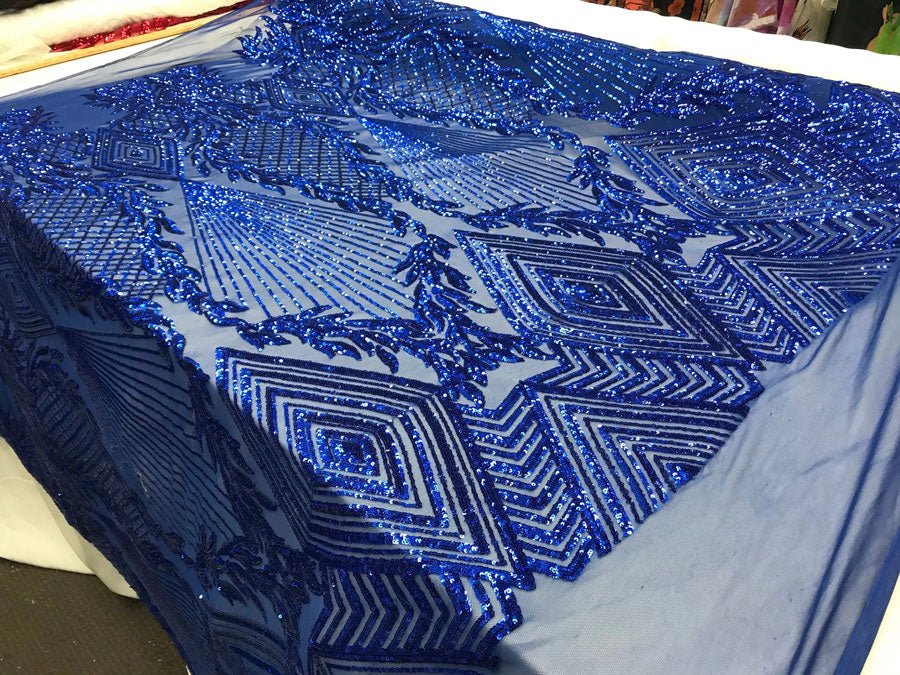 Bridal Fashion 4 Way Stretch Sequin Fabric Sold By The Yard For Wedding DressesICE FABRICSICE FABRICSRoyal BlueBy The Yard (58" Wide)Bridal Fashion 4 Way Stretch Sequin Fabric Sold By The Yard For Wedding Dresses ICE FABRICS Royal Blue
