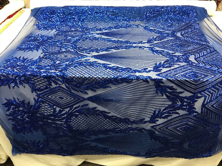 Bridal Fashion 4 Way Stretch Sequin Fabric Sold By The Yard For Wedding DressesICE FABRICSICE FABRICSRoyal BlueBy The Yard (58" Wide)Bridal Fashion 4 Way Stretch Sequin Fabric Sold By The Yard For Wedding Dresses ICE FABRICS Royal Blue