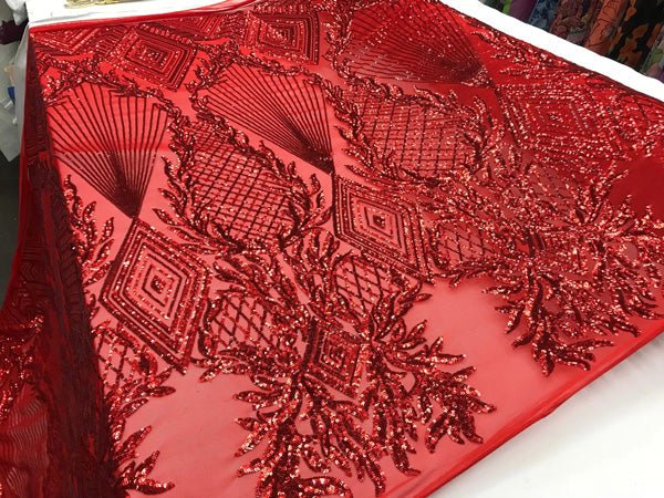 Bridal Fashion 4 Way Stretch Sequin Fabric Sold By The Yard For Wedding DressesICE FABRICSICE FABRICSRedBy The Yard (58" Wide)Bridal Fashion 4 Way Stretch Sequin Fabric Sold By The Yard For Wedding Dresses ICE FABRICS Red