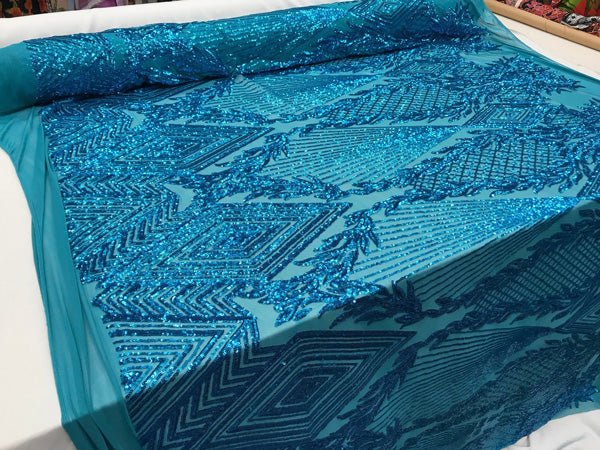 Bridal Fashion 4 Way Stretch Sequin Fabric Sold By The Yard For Wedding DressesICE FABRICSICE FABRICSTurquoiseBy The Yard (58" Wide)Bridal Fashion 4 Way Stretch Sequin Fabric Sold By The Yard For Wedding Dresses ICE FABRICS Turquoise