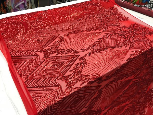 Bridal Fashion 4 Way Stretch Sequin Fabric Sold By The Yard For Wedding DressesICE FABRICSICE FABRICSRedBy The Yard (58" Wide)Bridal Fashion 4 Way Stretch Sequin Fabric Sold By The Yard For Wedding Dresses ICE FABRICS Red