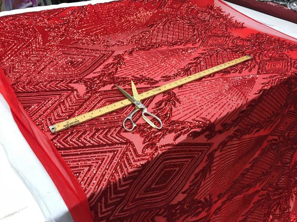 Bridal Fashion 4 Way Stretch Sequin Fabric Sold By The Yard For Wedding DressesICE FABRICSICE FABRICSRoyal BlueBy The Yard (58" Wide)Bridal Fashion 4 Way Stretch Sequin Fabric Sold By The Yard For Wedding Dresses ICE FABRICS Red