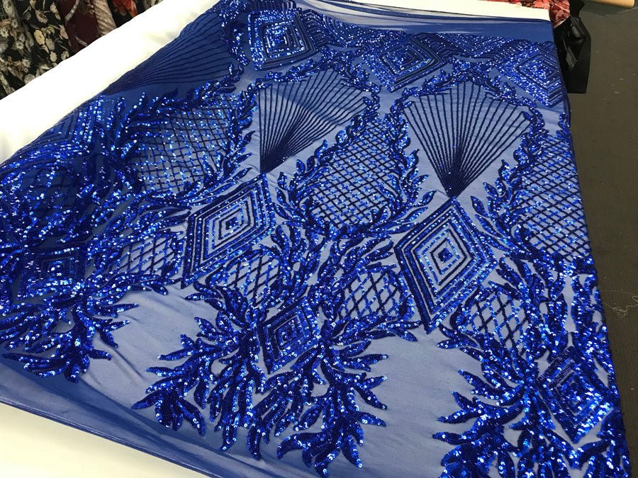 Bridal Fashion 4 Way Stretch Sequin Fabric Sold By The Yard For Wedding DressesICE FABRICSICE FABRICSRoyal BlueBy The Yard (58" Wide)Bridal Fashion 4 Way Stretch Sequin Fabric Sold By The Yard For Wedding Dresses ICE FABRICS Royal Blue