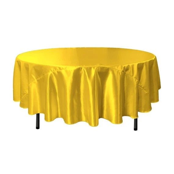 Bridal Satin Round Tablecloth, 90-Inch, Wedding Prom Decoration Outdoor Birthday Party, DJ Party, And Dining Tables DecorICE FABRICSICE FABRICSYellowBridal Satin Round Tablecloth, 90-Inch, Wedding Prom Decoration Outdoor Birthday Party, DJ Party, And Dining Tables Decor ICE FABRICS Yellow