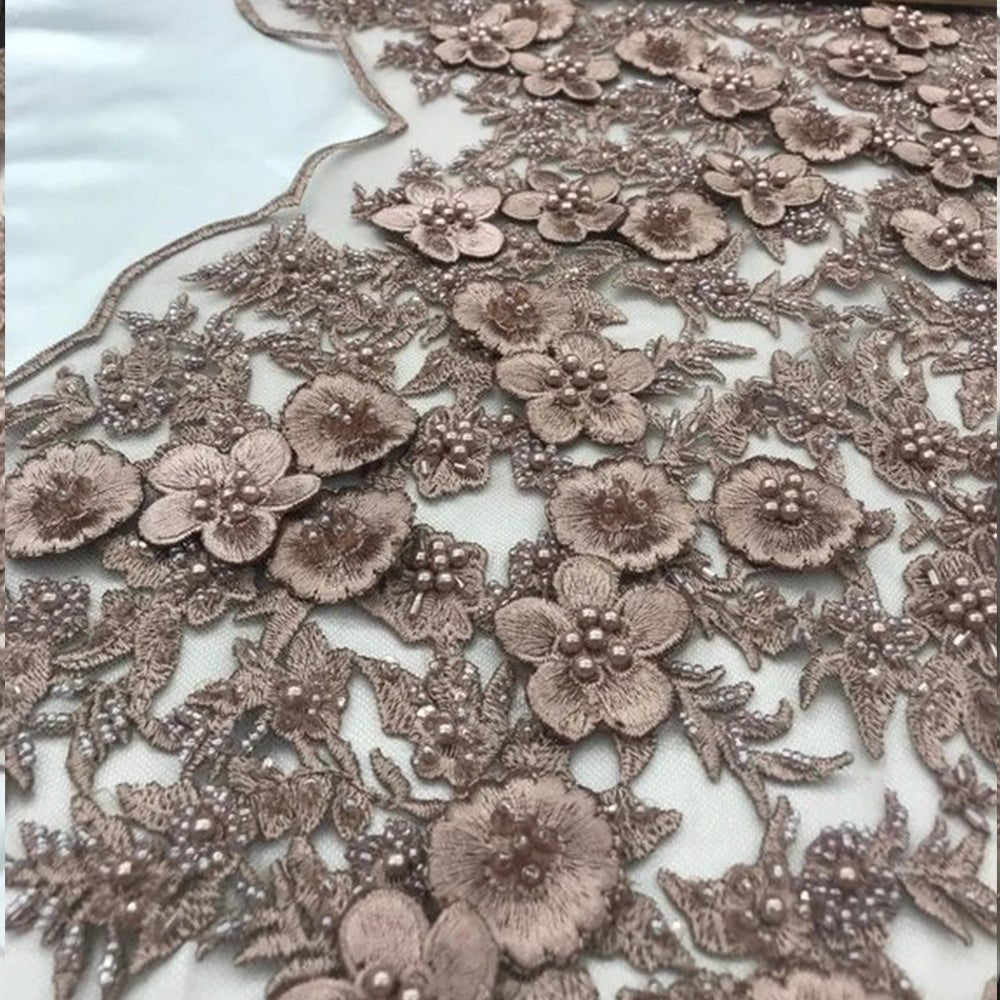 Bridal \ Wedding Beaded Mesh Lace FabricICE FABRICSICE FABRICSTaupeBridal \ Wedding Beaded Mesh Lace Fabric ICE FABRICS Mauve