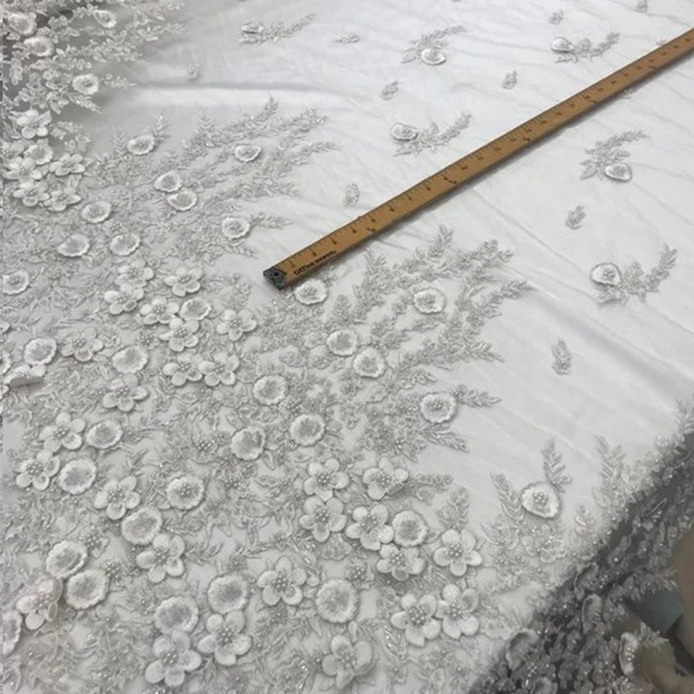 Bridal \ Wedding Beaded Mesh Lace FabricICE FABRICSICE FABRICSPurpleBridal \ Wedding Beaded Mesh Lace Fabric ICE FABRICS White