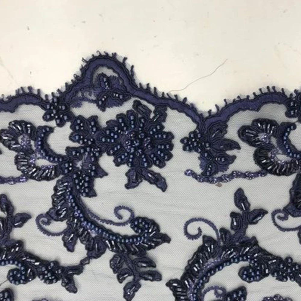 Bridal Wedding Dress Fabric - Beaded Mesh LaceICE FABRICSICE FABRICSRoyal blueBridal Wedding Dress Fabric - Beaded Mesh Lace ICE FABRICS Navy