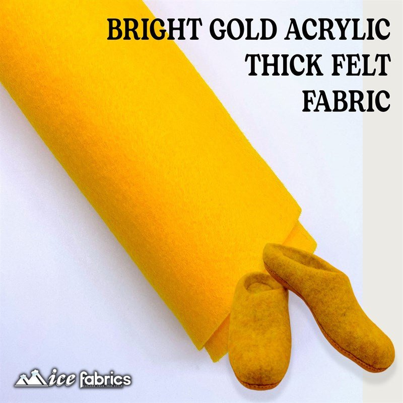 Bright Gold Felt Material Acrylic Felt Material 1.6mm ThickICE FABRICSICE FABRICS4”X4”InchesBright Gold Felt Material Acrylic Felt Material 1.6mm Thick ICE FABRICS