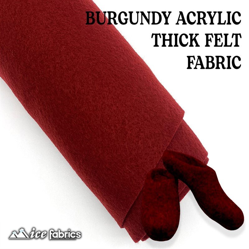 Burgundy Acrylic Wholesale Felt Fabric 1.6mm ThickICE FABRICSICE FABRICSBy The Roll (72" Wide)Burgundy Acrylic Wholesale Felt Fabric (20 Yards Bolt ) 1.6mm Thick ICE FABRICS